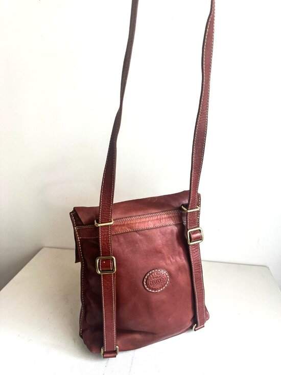 Roots Backpack Brown Leather Satchel Messenger Bag Horween Unisex main image 12